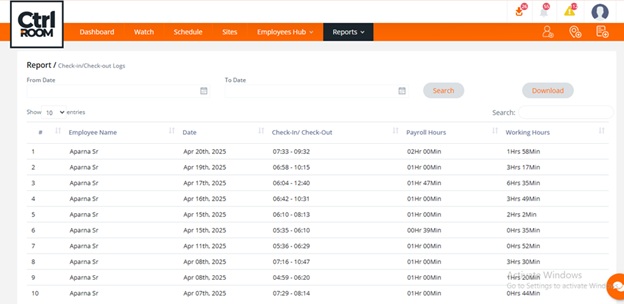Check-In / Check-Out Logs